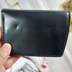 No Brand Small Simple Black Mini Size Wallet Genuine Leather Logo Inside